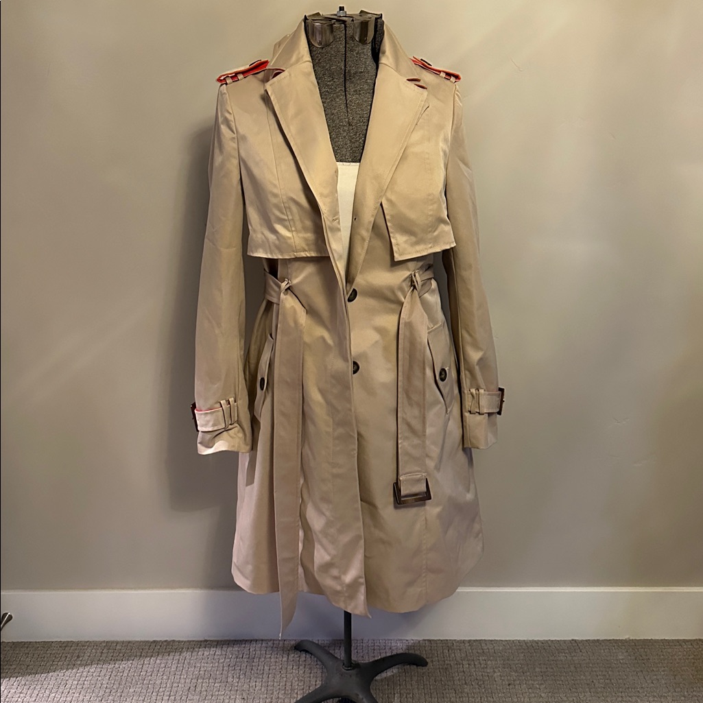 Anthropologie Cartonnier Light Tan Trench Coat With Contrasting Lining